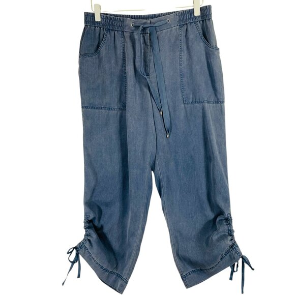 utility joggers travel pants loose fit pull on grey  cuffed sz 6 Jones New York - Picture 6 of 14